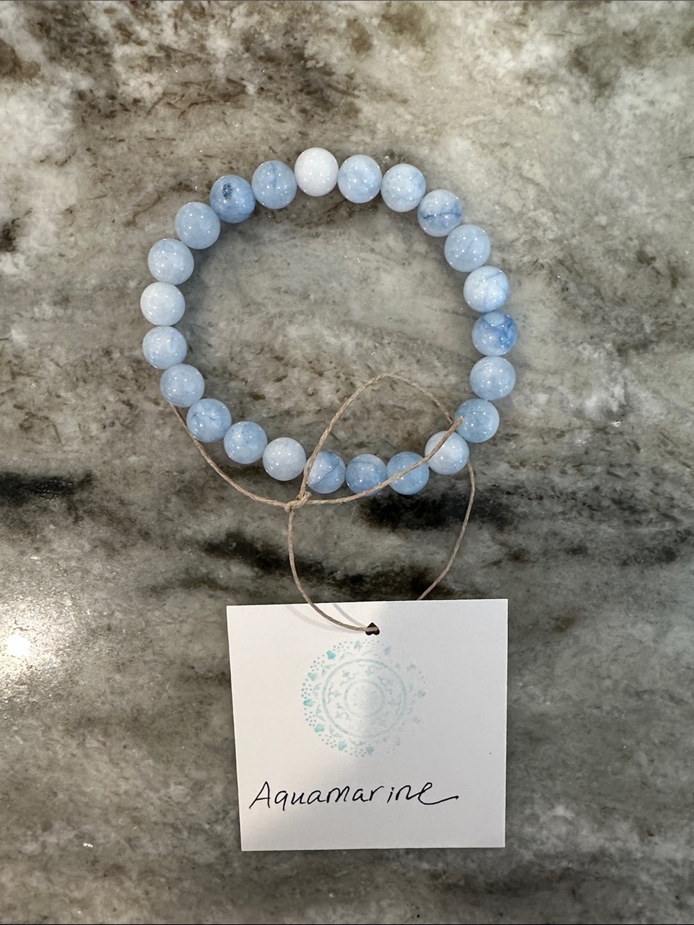 Reiki Infused Aquamarine Natural Stone Beaded Bracelet
